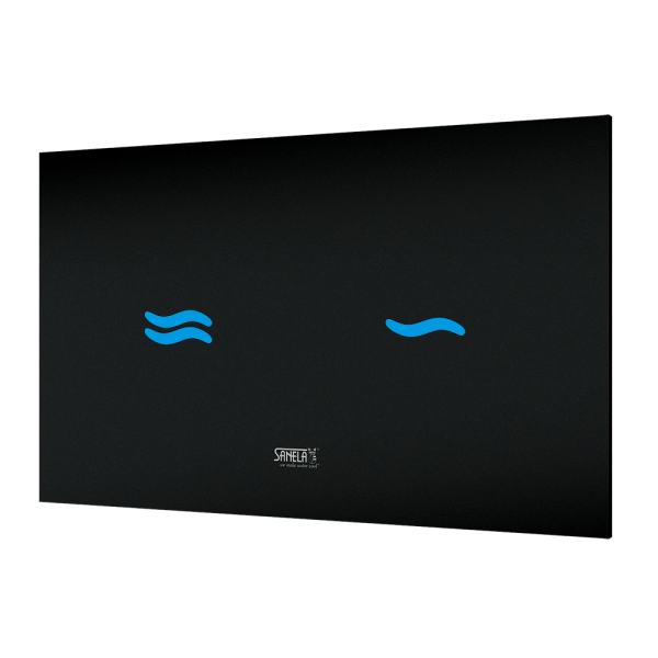 Электронное сенсорное устройство для смыва унитаза, цвет стекланной крышки REF 9005 чёрный, подстветка голубая, 24 В