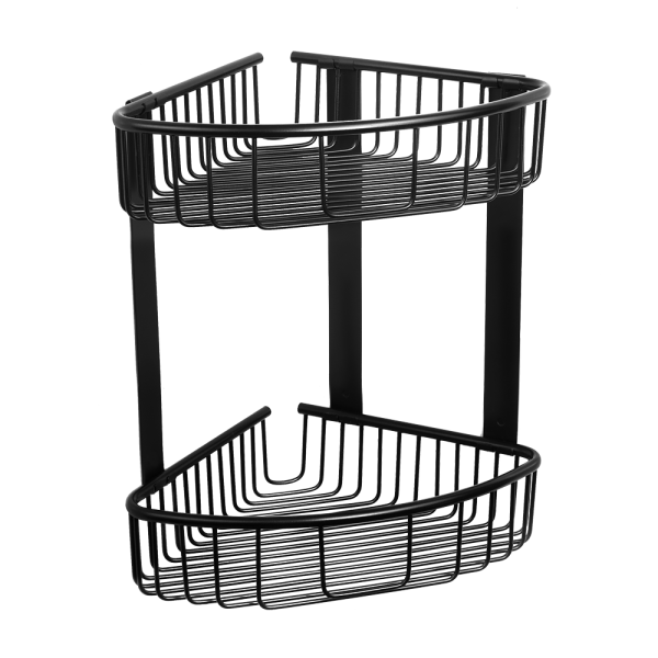 Нержавеющая двойная угловая полка, черная матовая поверхность